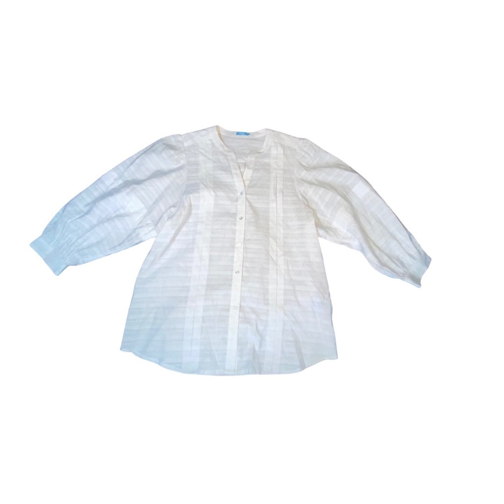 J. McLaughlin White Baloon sleeves button down‎ shirt size M